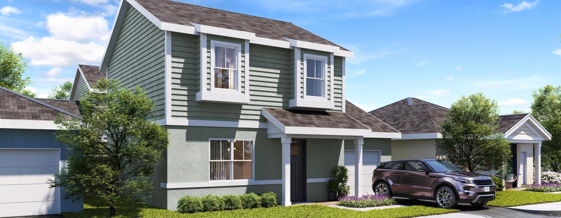 a house with a car parked in front of it