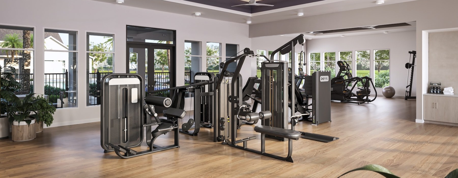 a gym with exercise equipment